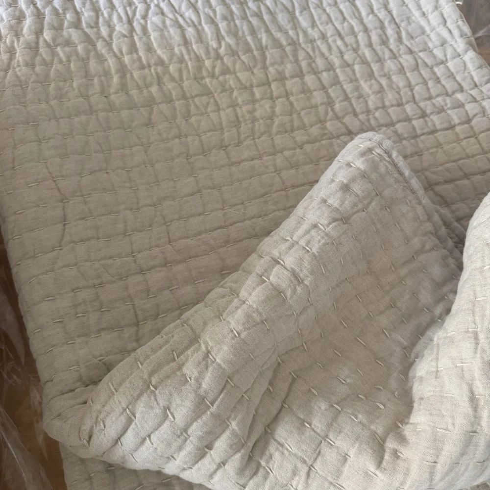 NEW Quince European Linen Cotton Stitch Quilt Natural Full/Queen - Picture 6 of 8